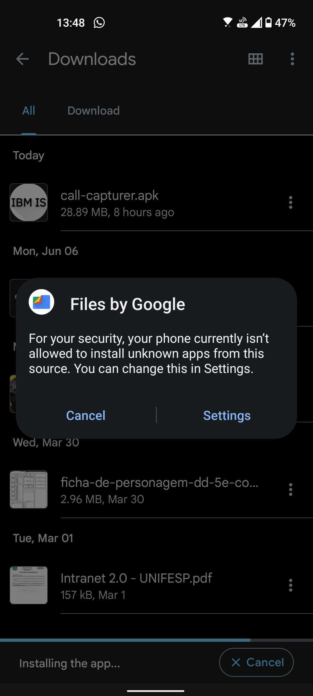 Instalação de Apps externos 1